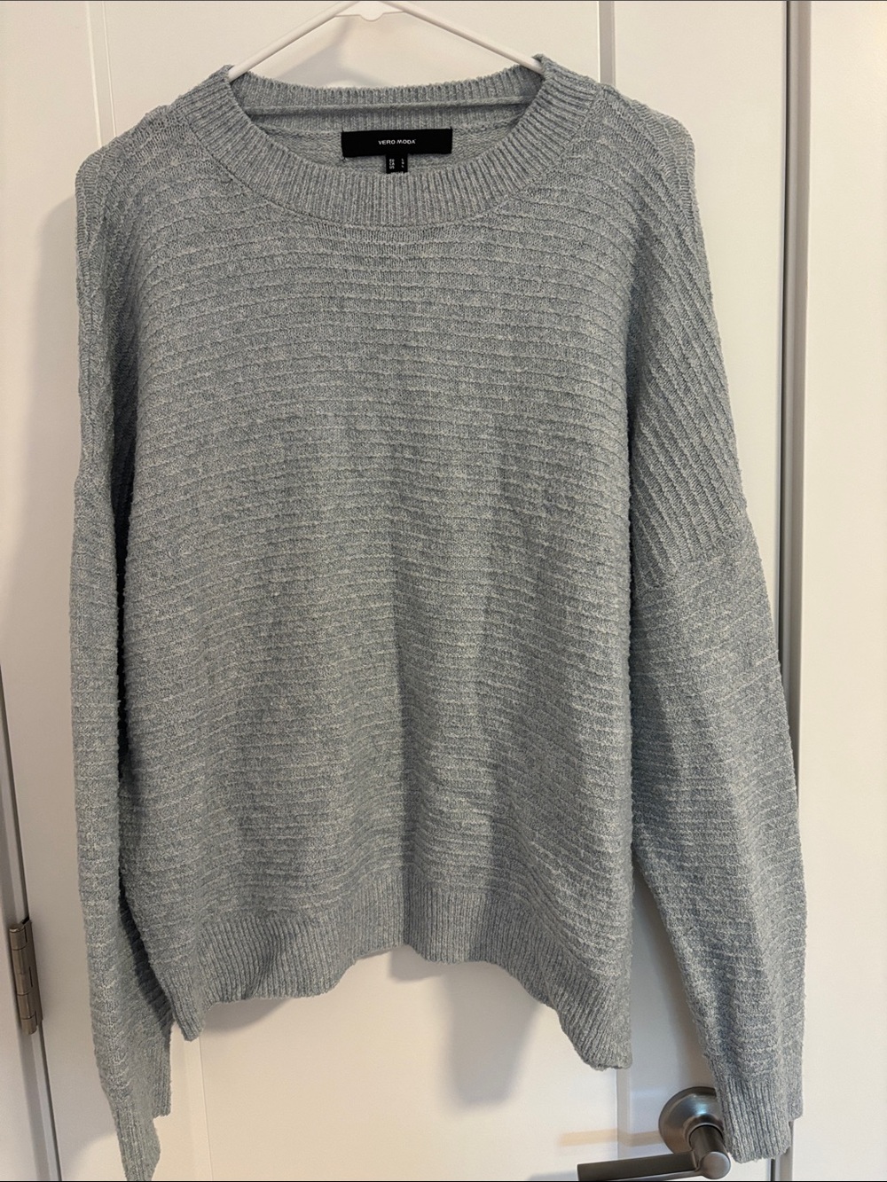 Vero Moda Light Heather Blue Ribbed Crewneck Sweater